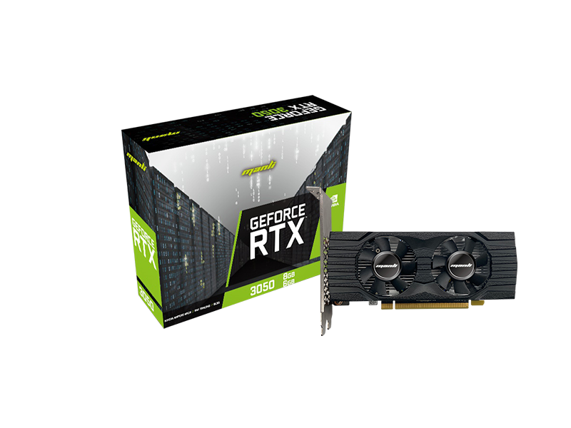 Manli NVIDIA RTX3050, 6GB DDR6 96-bit, LP Version, DVI HDMI DP PCI-E 4.0(ROHS)  M2587 , TWIN COOLER